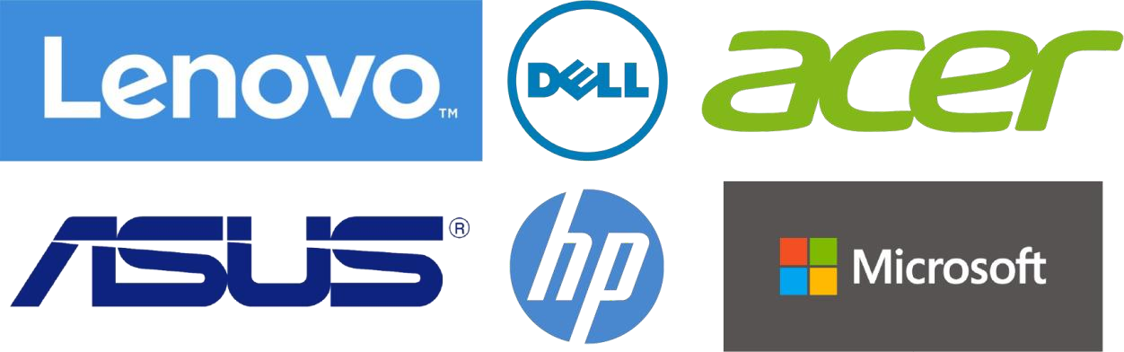 Technology brands including Lenovo, Dell, Acer, ASUS, HP and Microsoft
